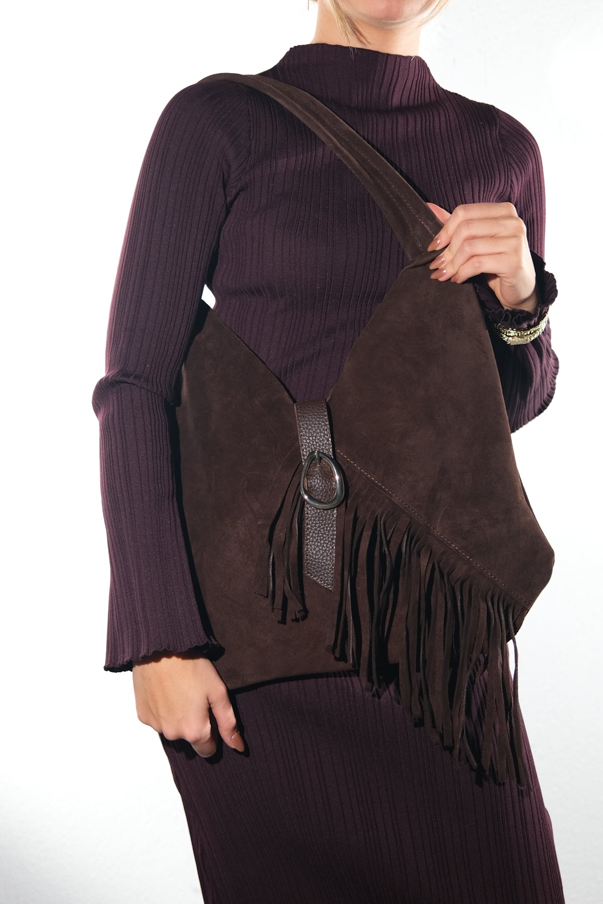NOCHE - Brown Genuine Leather Shoulder Bag (Women)