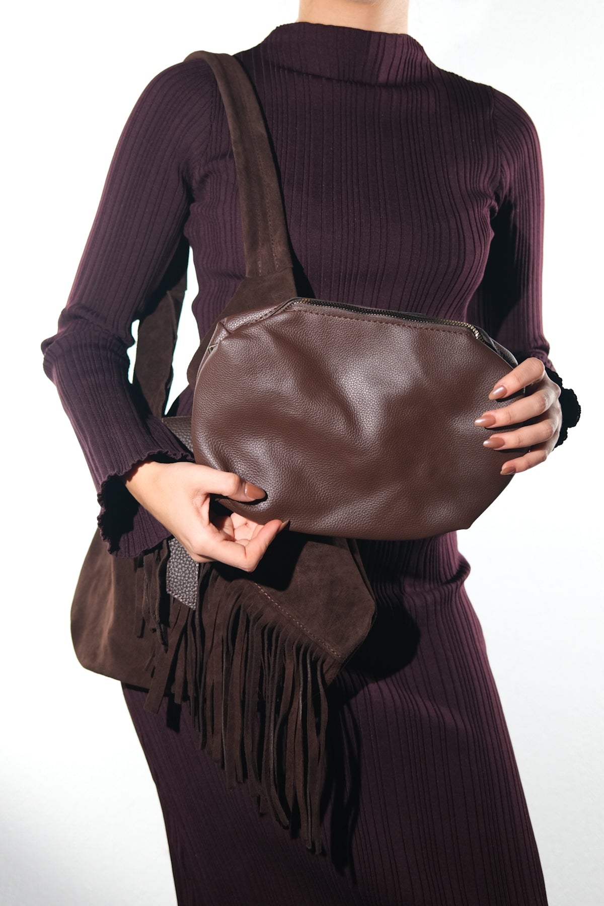 NOCHE - Brown Genuine Leather Shoulder Bag (Women)