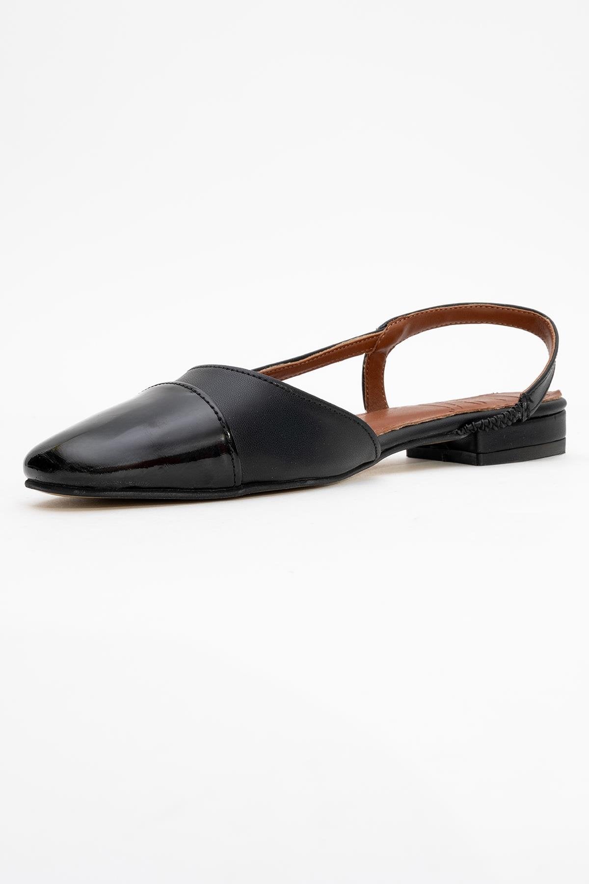 Lujo - Black Backless Ballet Flat (Women)