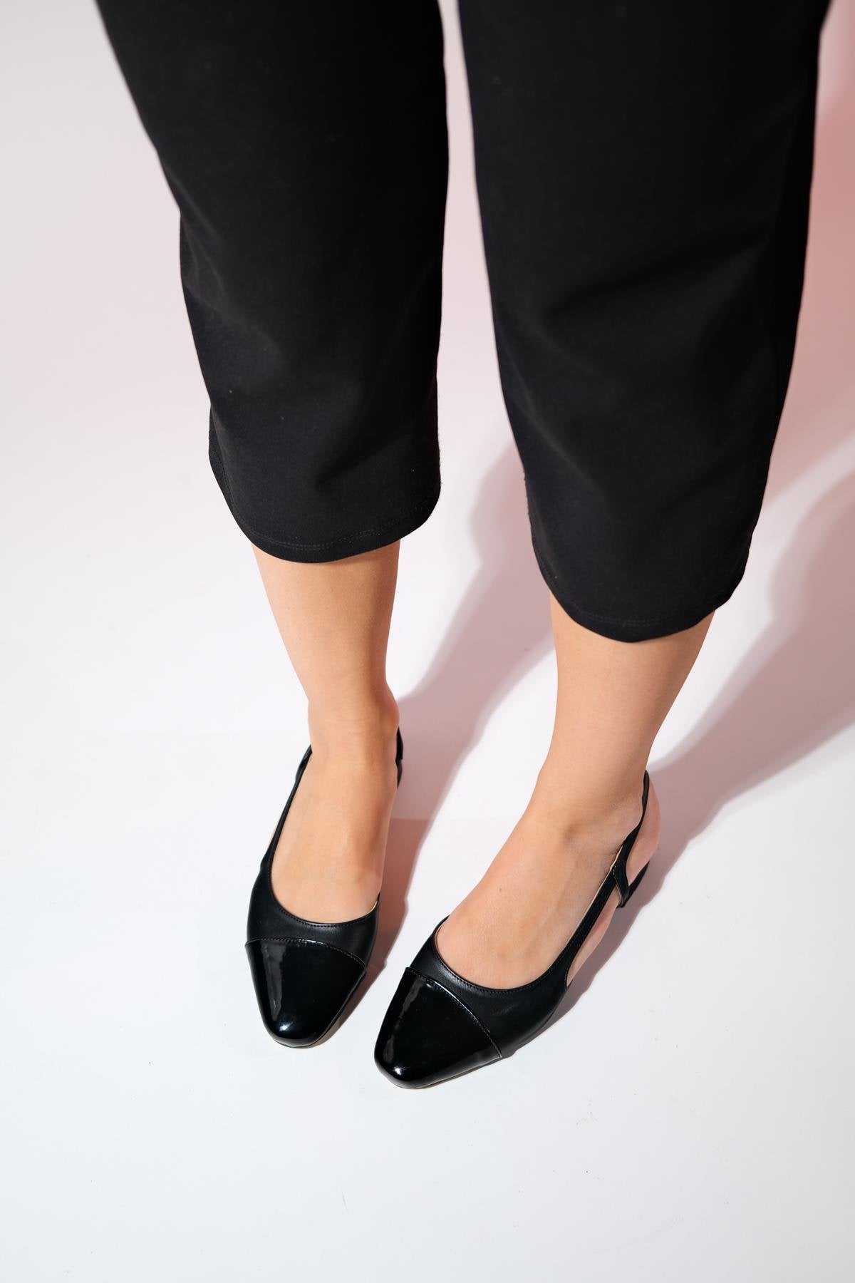 Lujo - Black Backless Ballet Flat (Women)