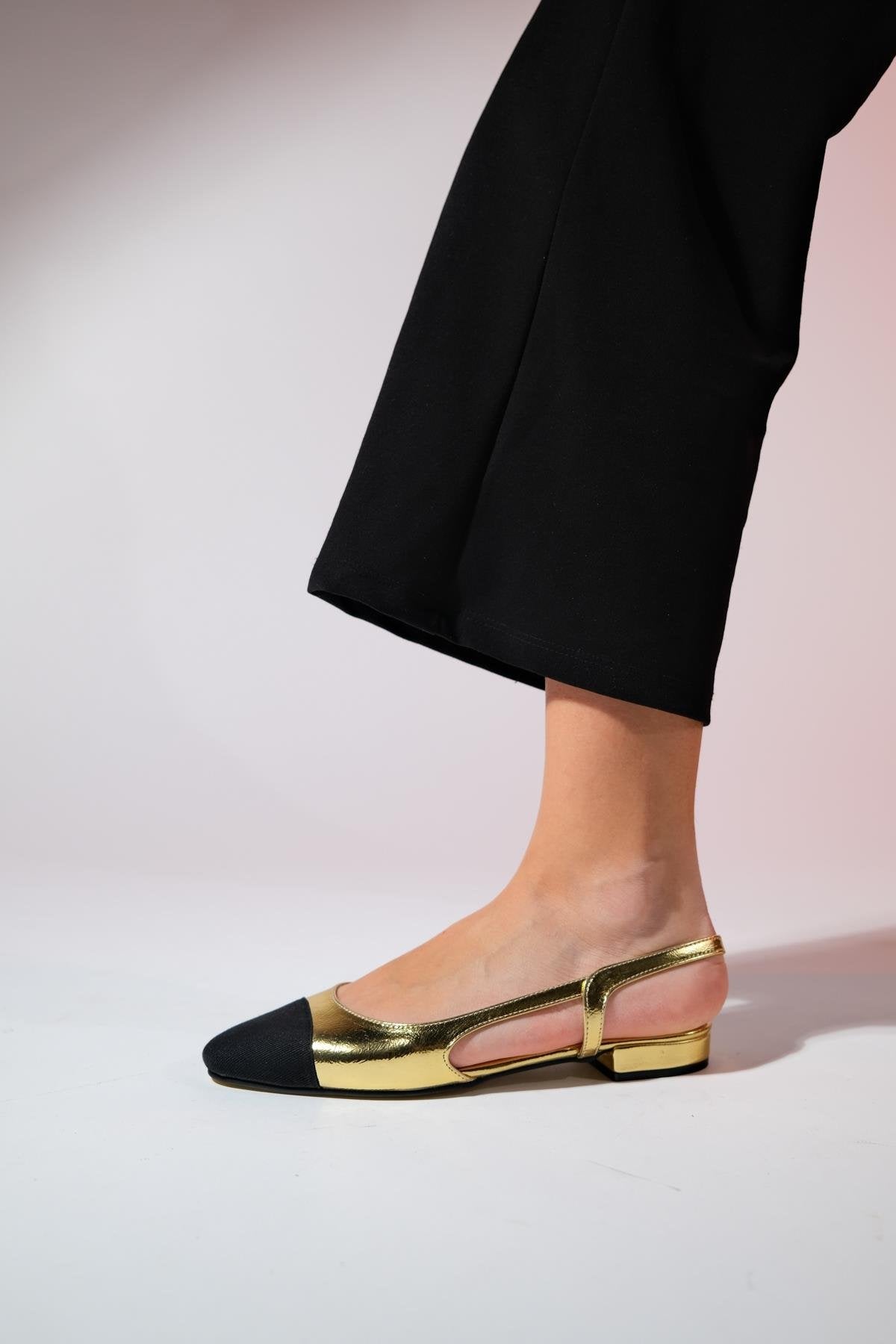 Lujo - Gold Backless Flat Ballerina (Women)