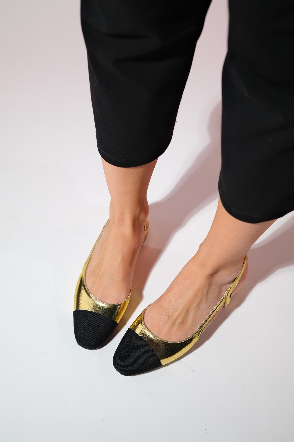 Lujo - Gold Backless Flat Ballerina (Women)