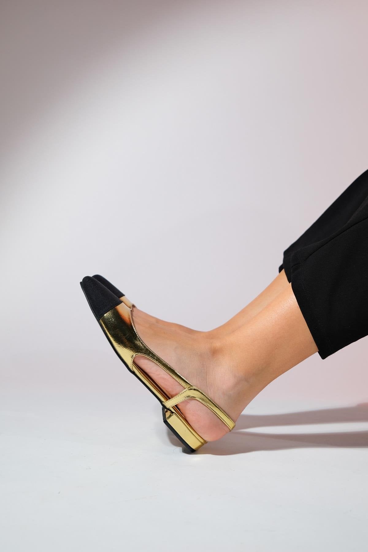 Lujo - Gold Backless Flat Ballerina (Women)