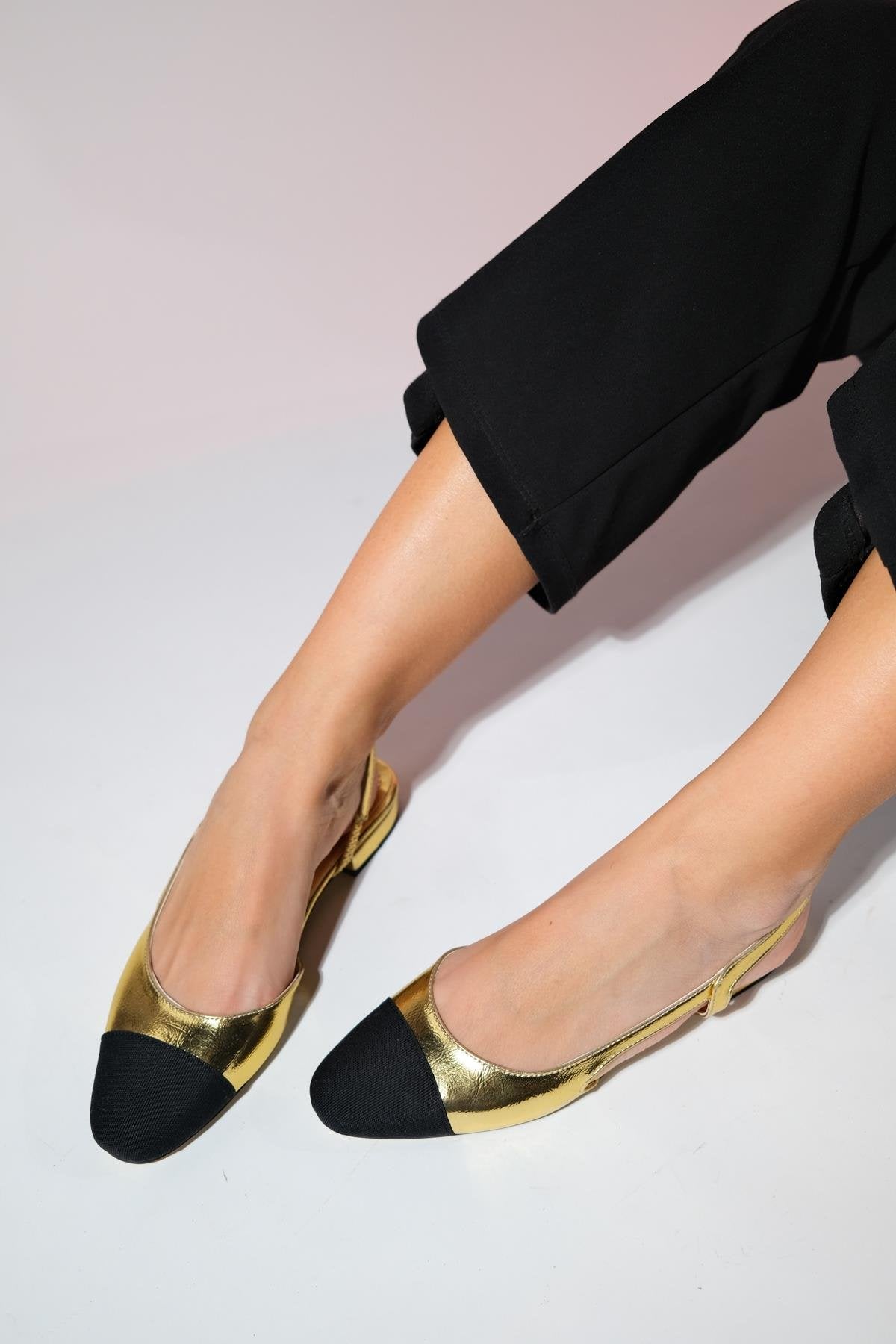 Lujo - Gold Backless Flat Ballerina (Women)