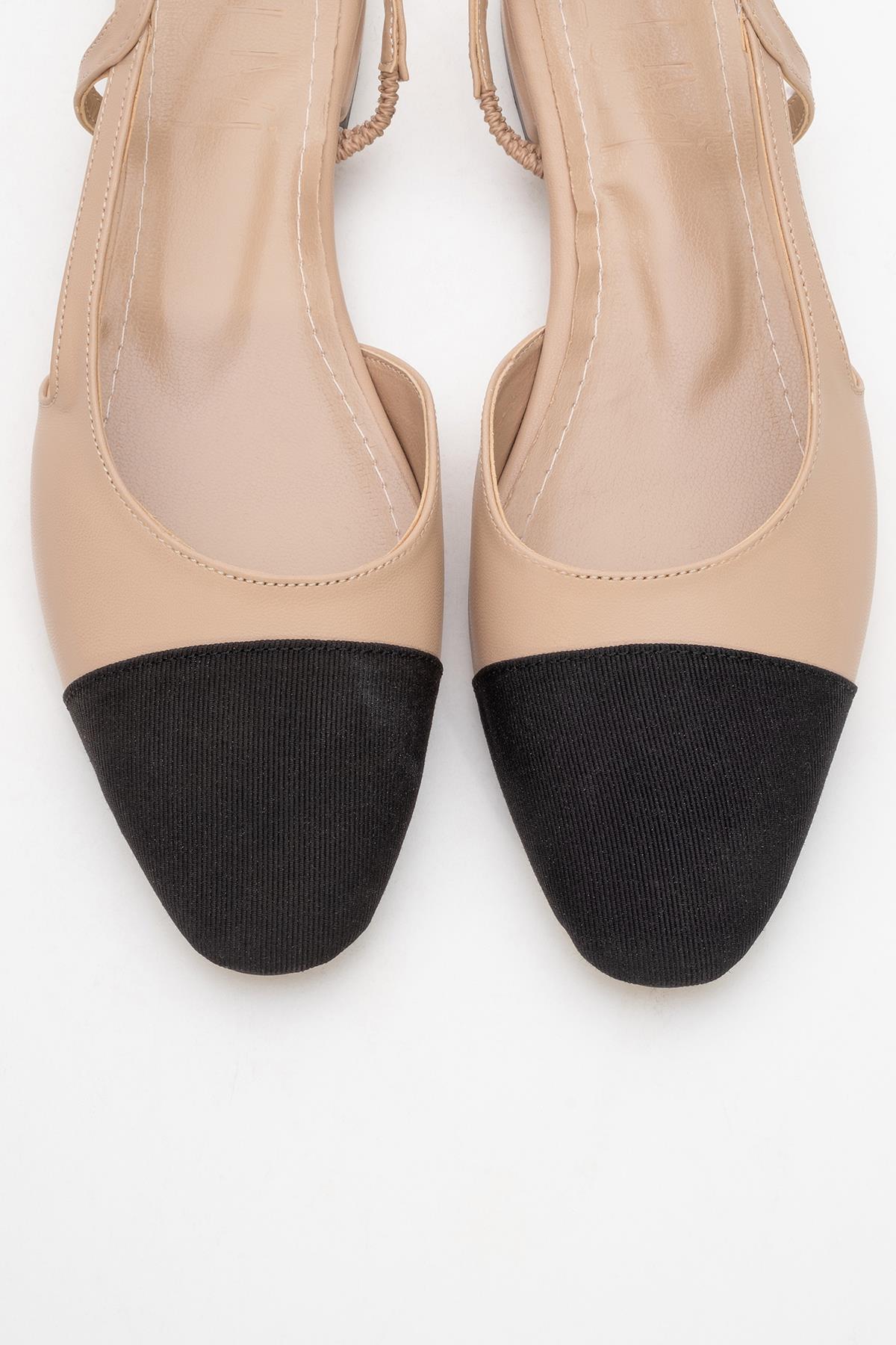Lujo - Beige Backless Flat Ballerina (Women)