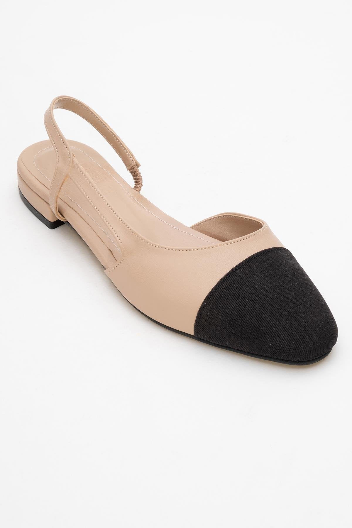 Lujo - Beige Backless Flat Ballerina (Women)