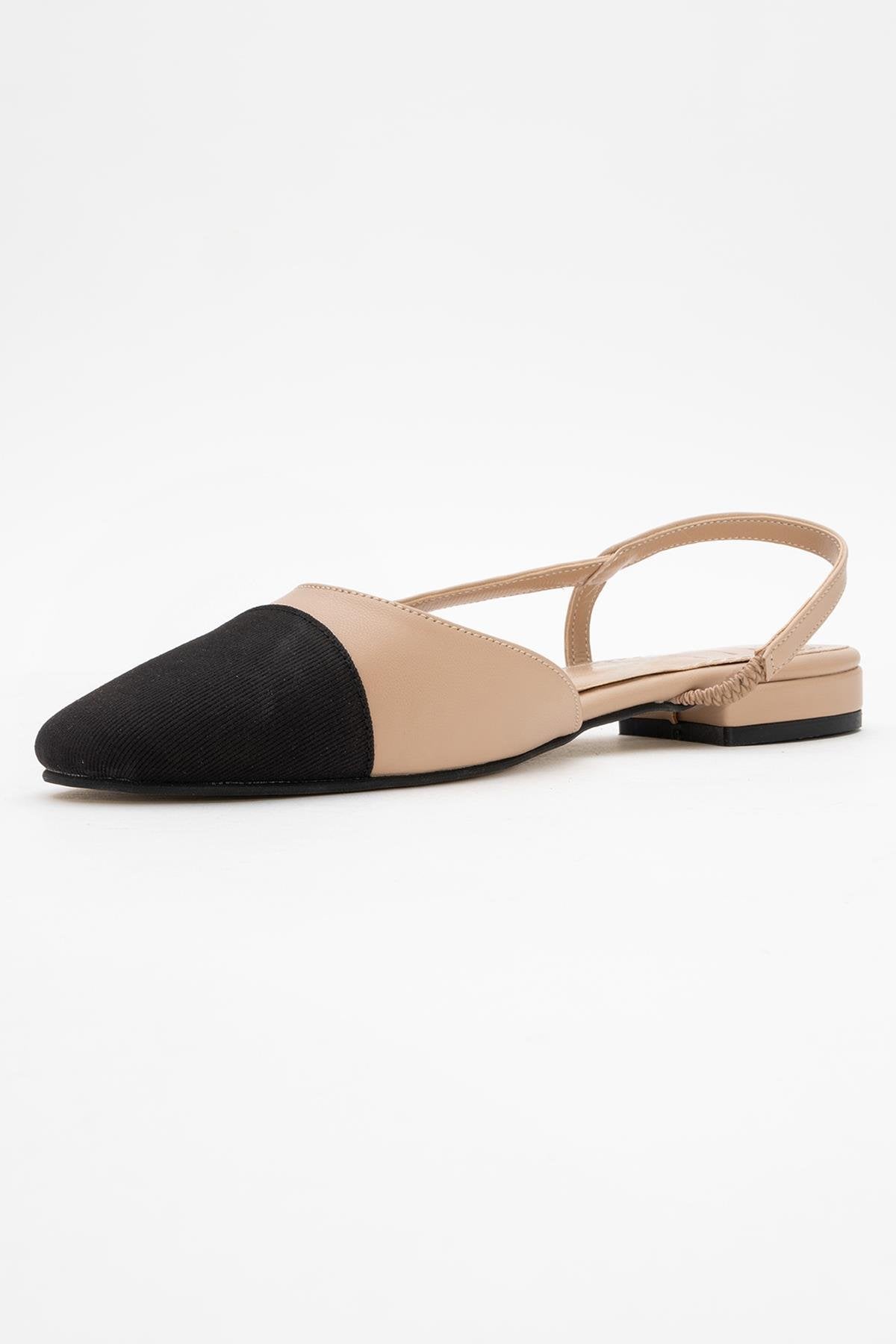 Lujo - Beige Backless Flat Ballerina (Women)