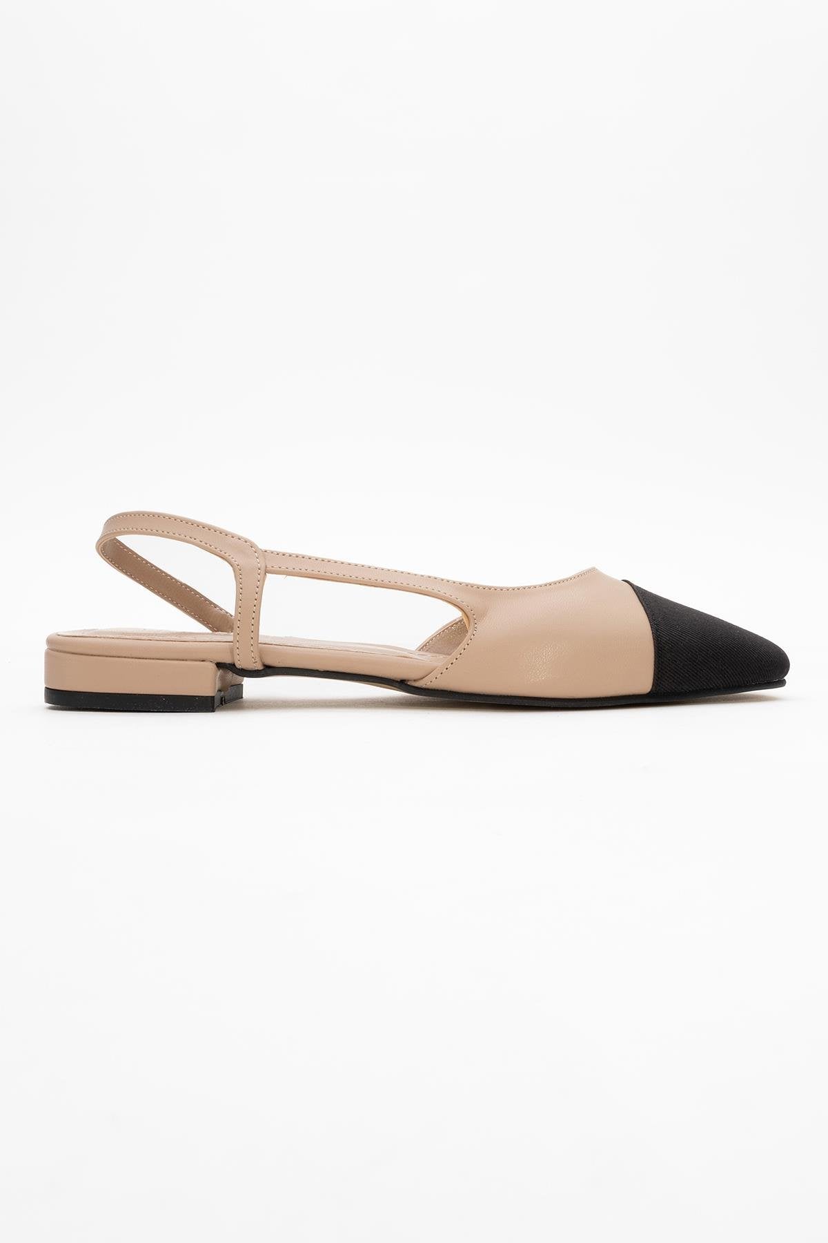 Lujo - Beige Backless Flat Ballerina (Women)