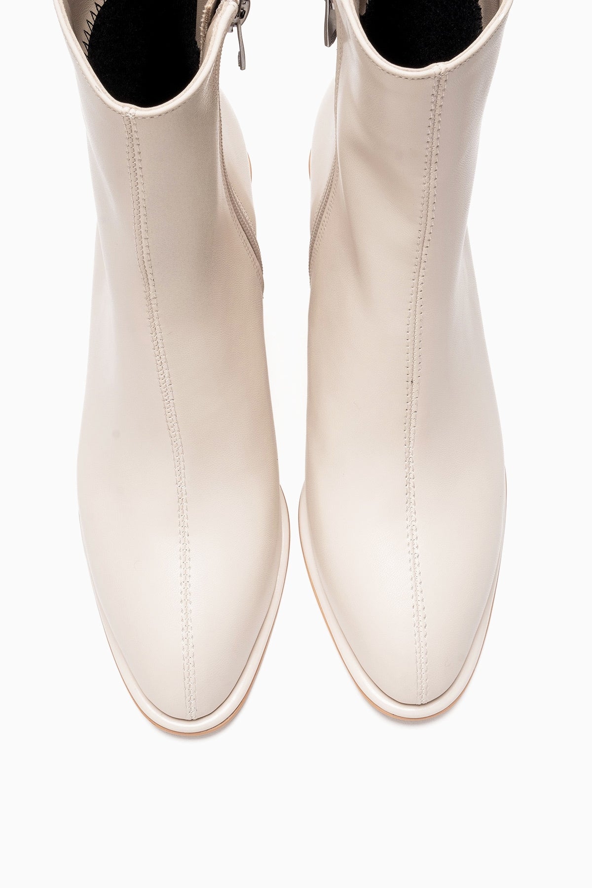 Alba - Off-White Genuine Leather Block Heel Boot (Women)