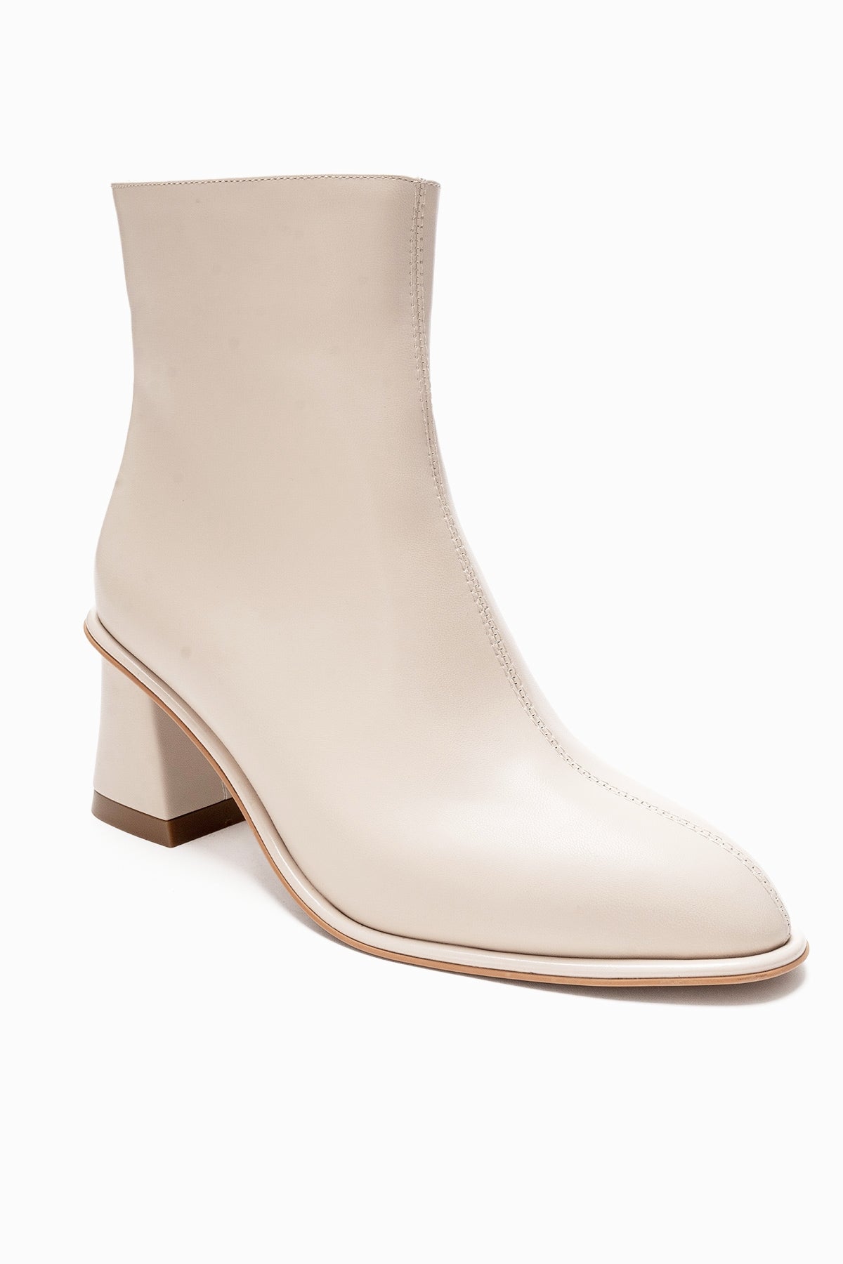 Alba - Off-White Genuine Leather Block Heel Boot (Women)
