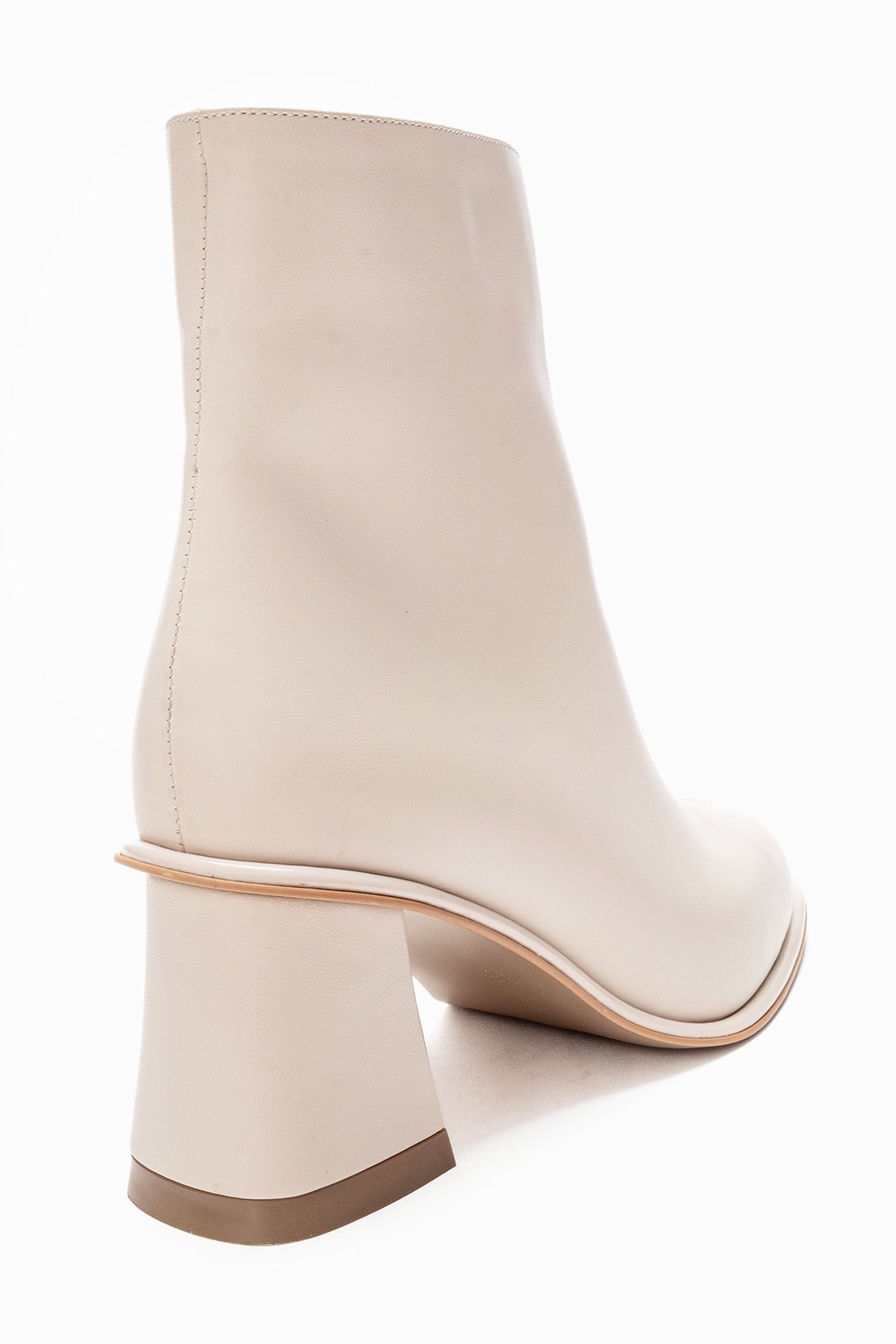 Alba - Off-White Genuine Leather Block Heel Boot (Women)
