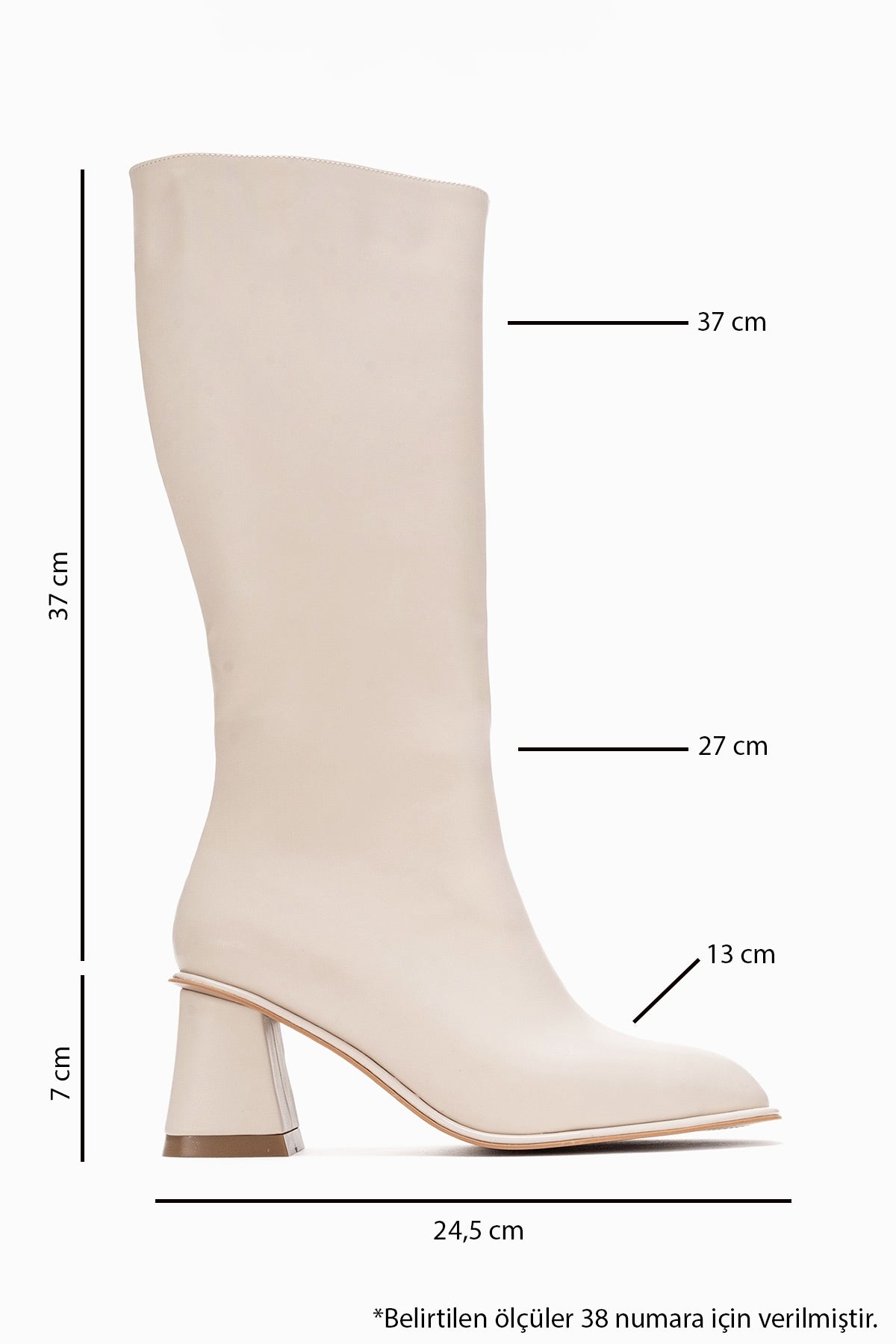 Paradis - Off-White Genuine Leather Block Heel Knee-High Boot (Women)
