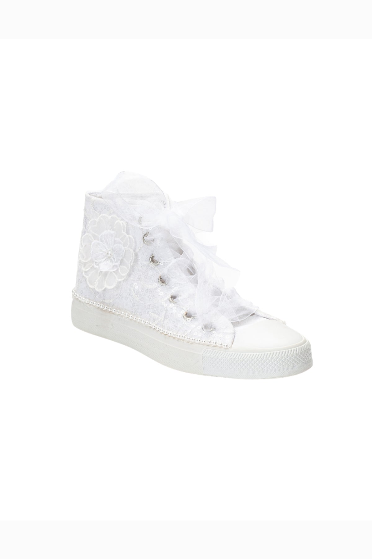 Mariselle Pearl Lace Bridal High-top Sneaker