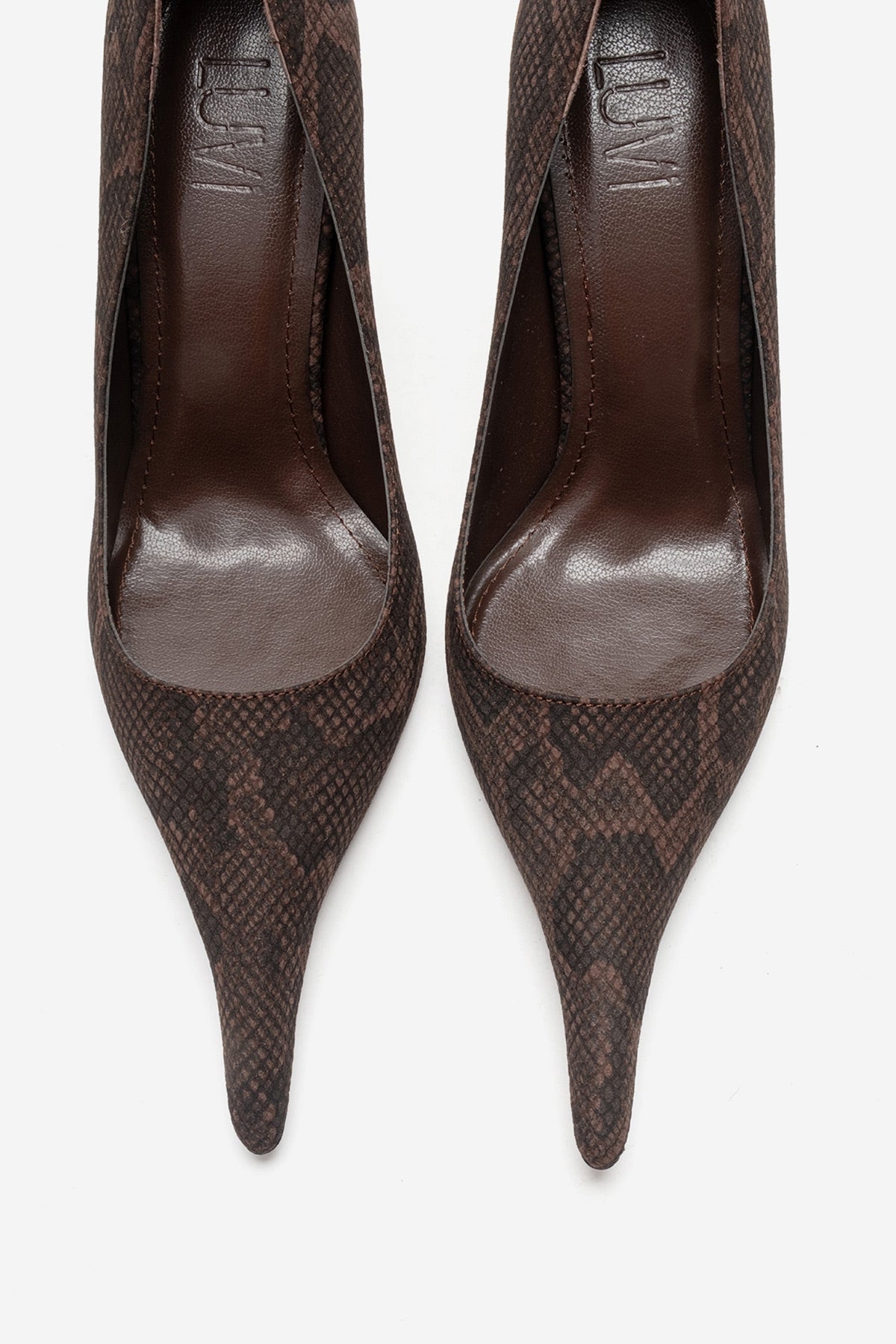 Luce - Brown Patterned Pointed-Toe Stiletto Pump (Women)