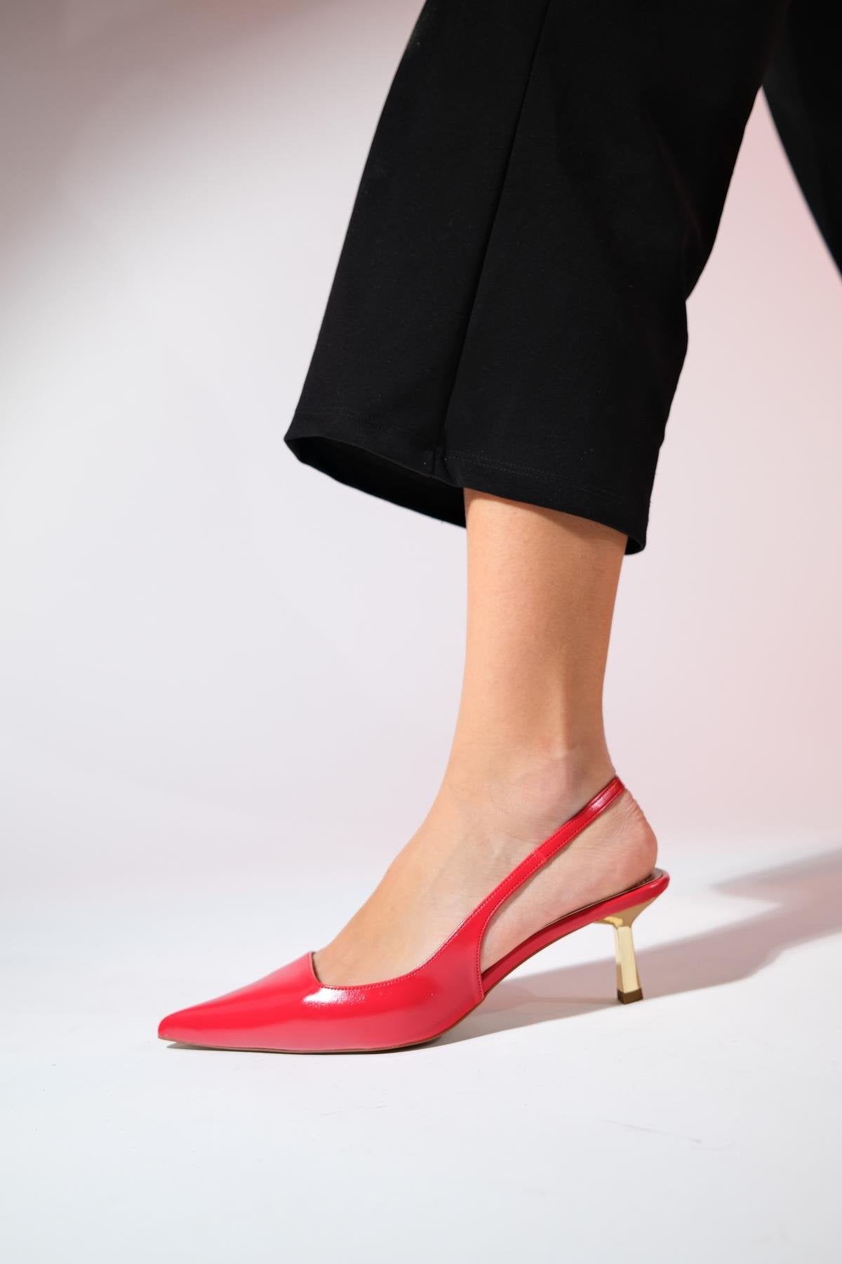 Marten - Red Pointed Toe Slingback Stiletto (Women)