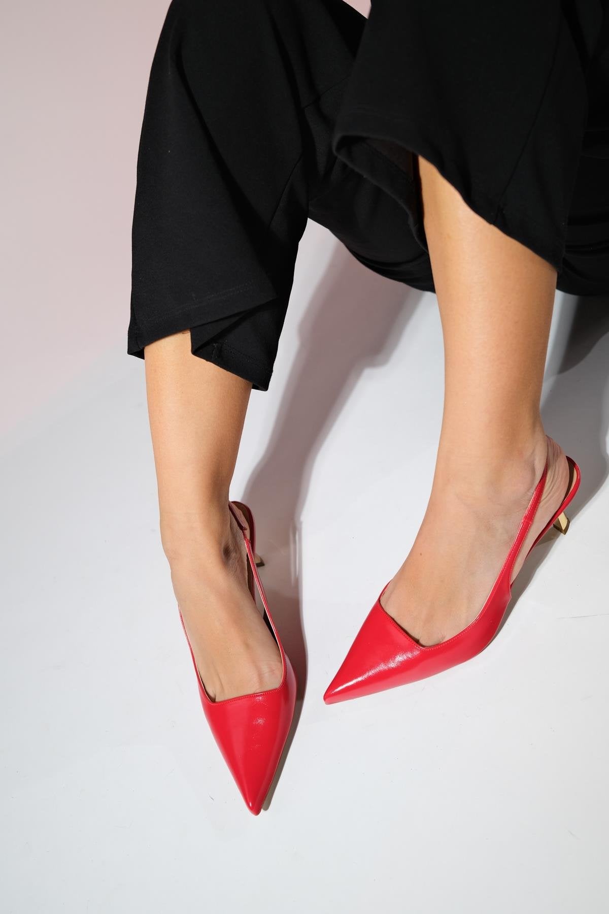 Marten - Red Pointed Toe Slingback Stiletto (Women)