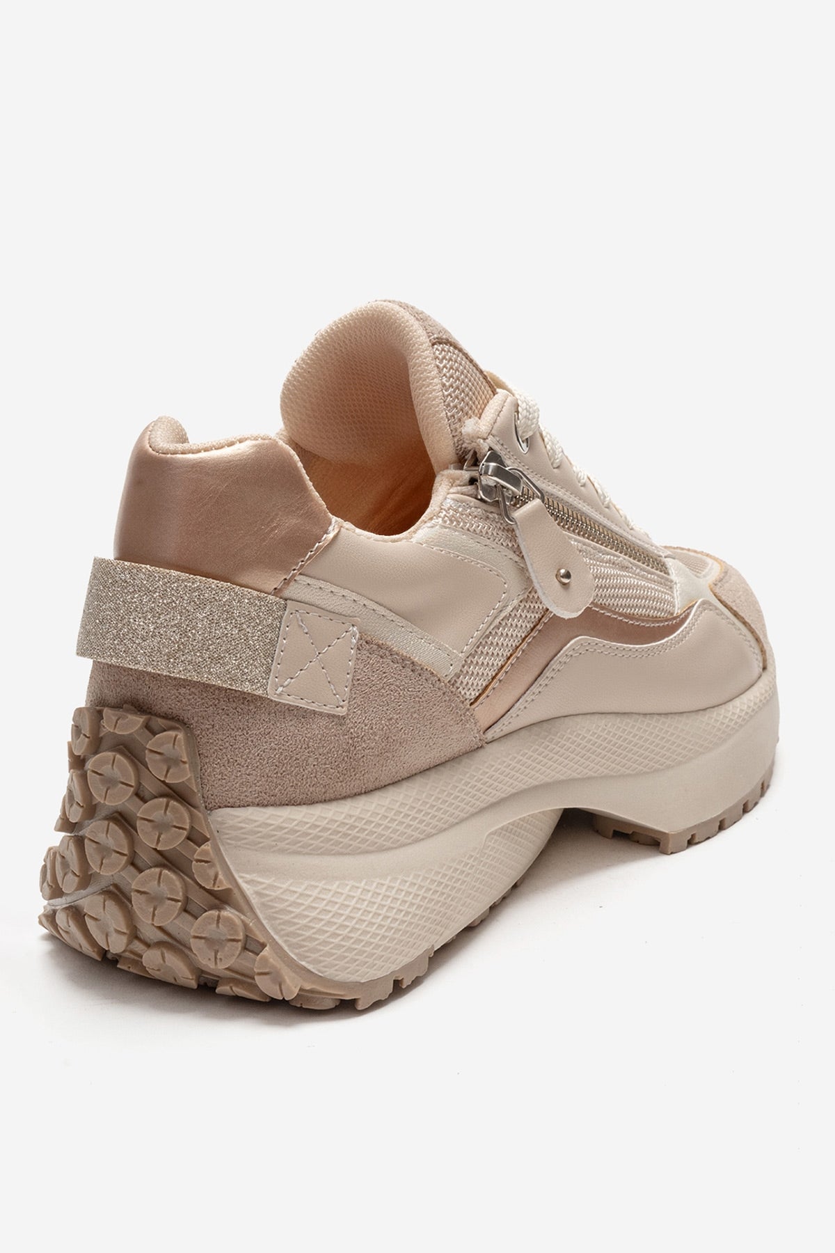 ROCCA - Beige Zip-Detail Genuine Leather Sneaker (Women)