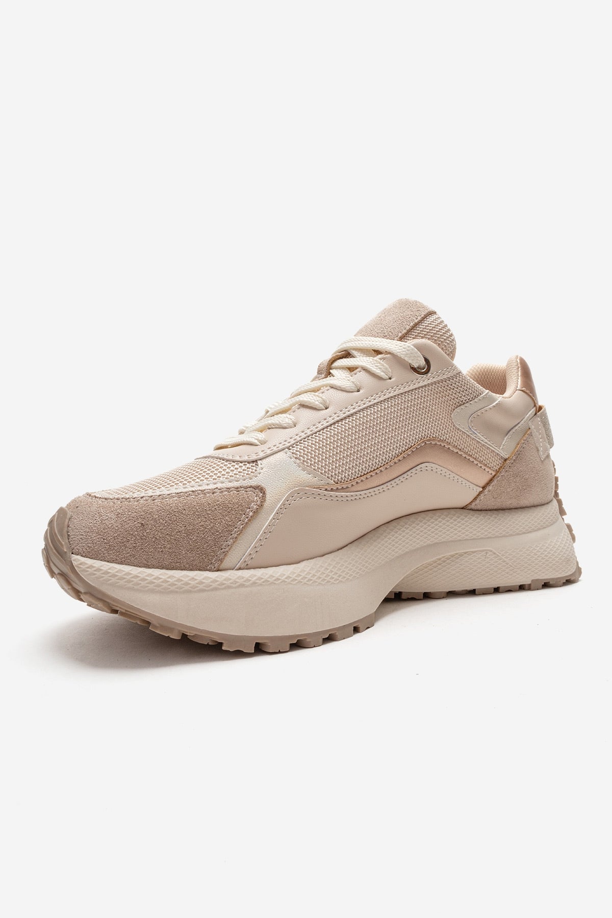 ROCCA - Beige Zip-Detail Genuine Leather Sneaker (Women)