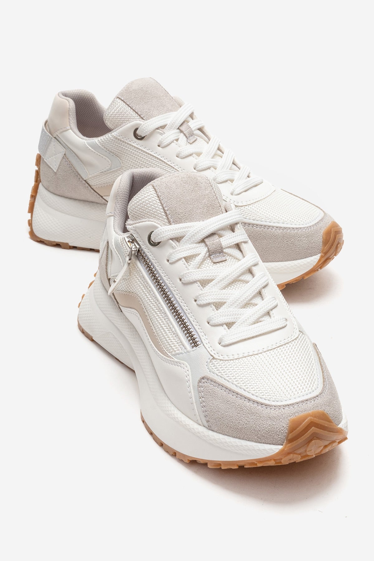 ROCCA - White Zip-Detail Genuine Leather Sneaker (Women)