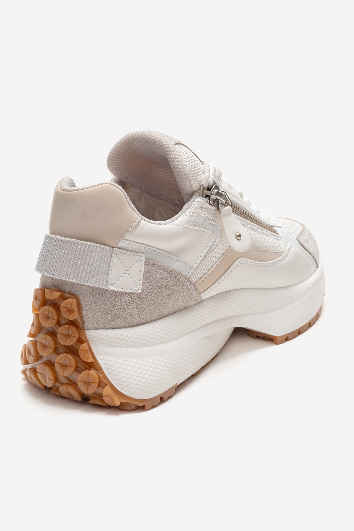 ROCCA - White Zip-Detail Genuine Leather Sneaker (Women)