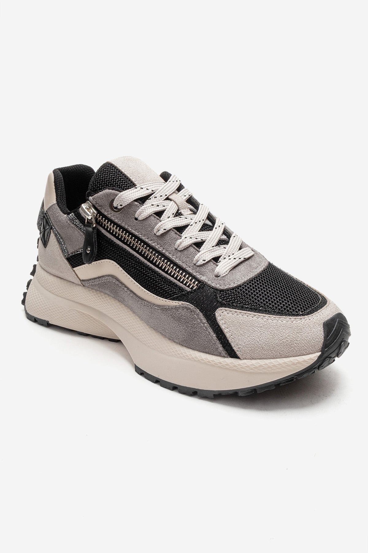 ROCCA - Black Zip-Detail Genuine Leather Sneaker (Women)