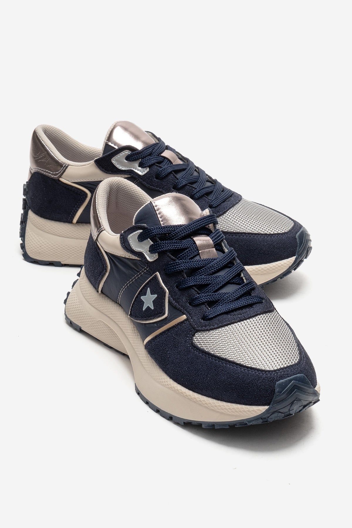 BIELLA - Navy Suede Genuine Leather Sneaker (Women)