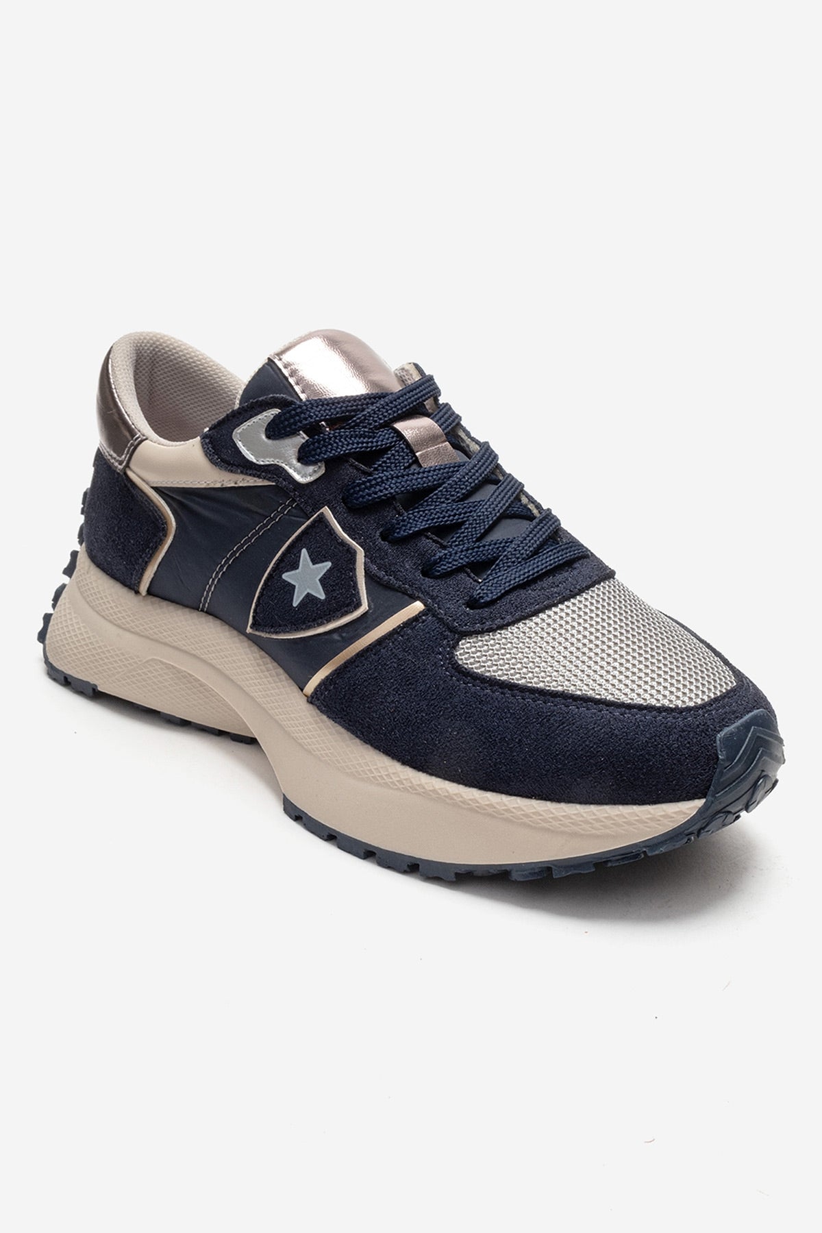 BIELLA - Navy Suede Genuine Leather Sneaker (Women)
