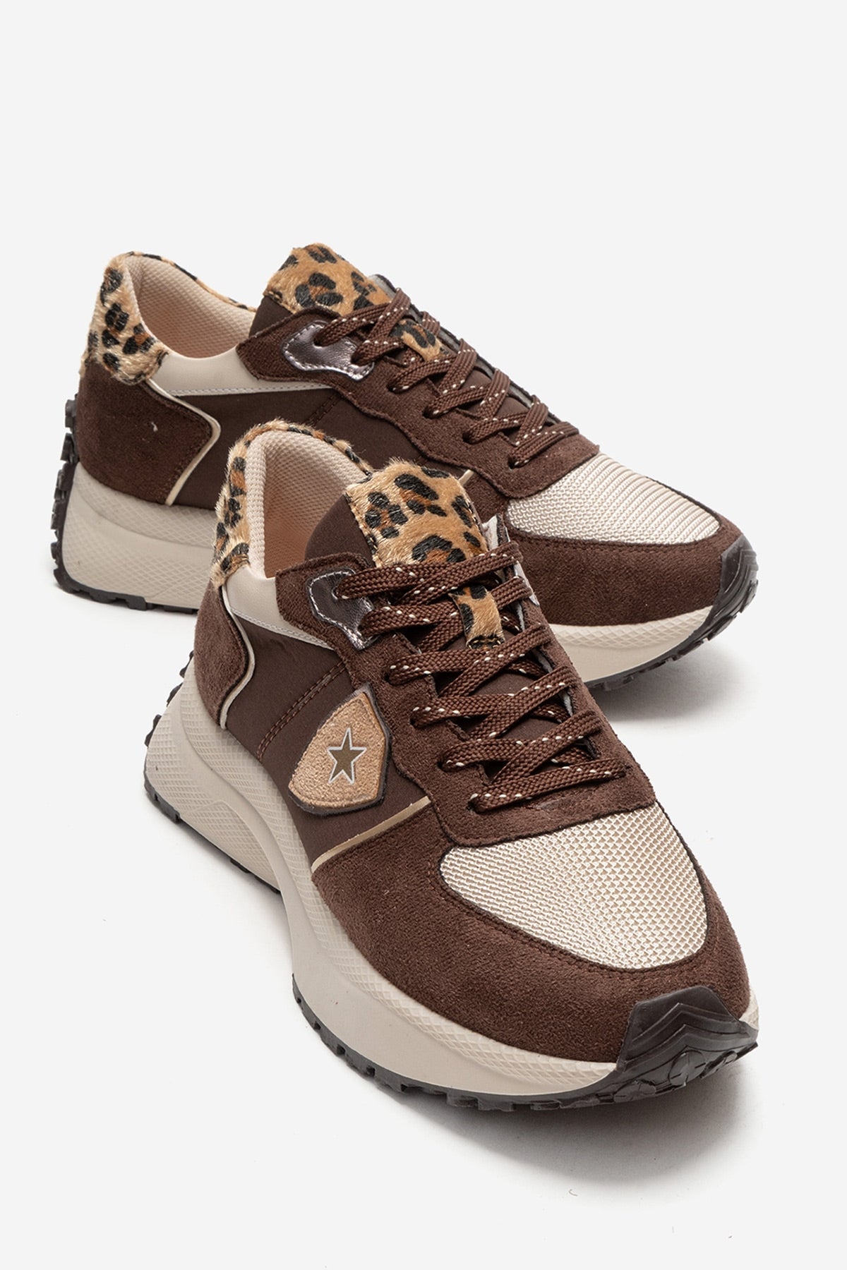 BIELLA - Brown Suede-Textured Genuine Leather Sneaker (Women)