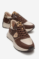 BIELLA - Brown Suede-Textured Genuine Leather Sneaker (Women)