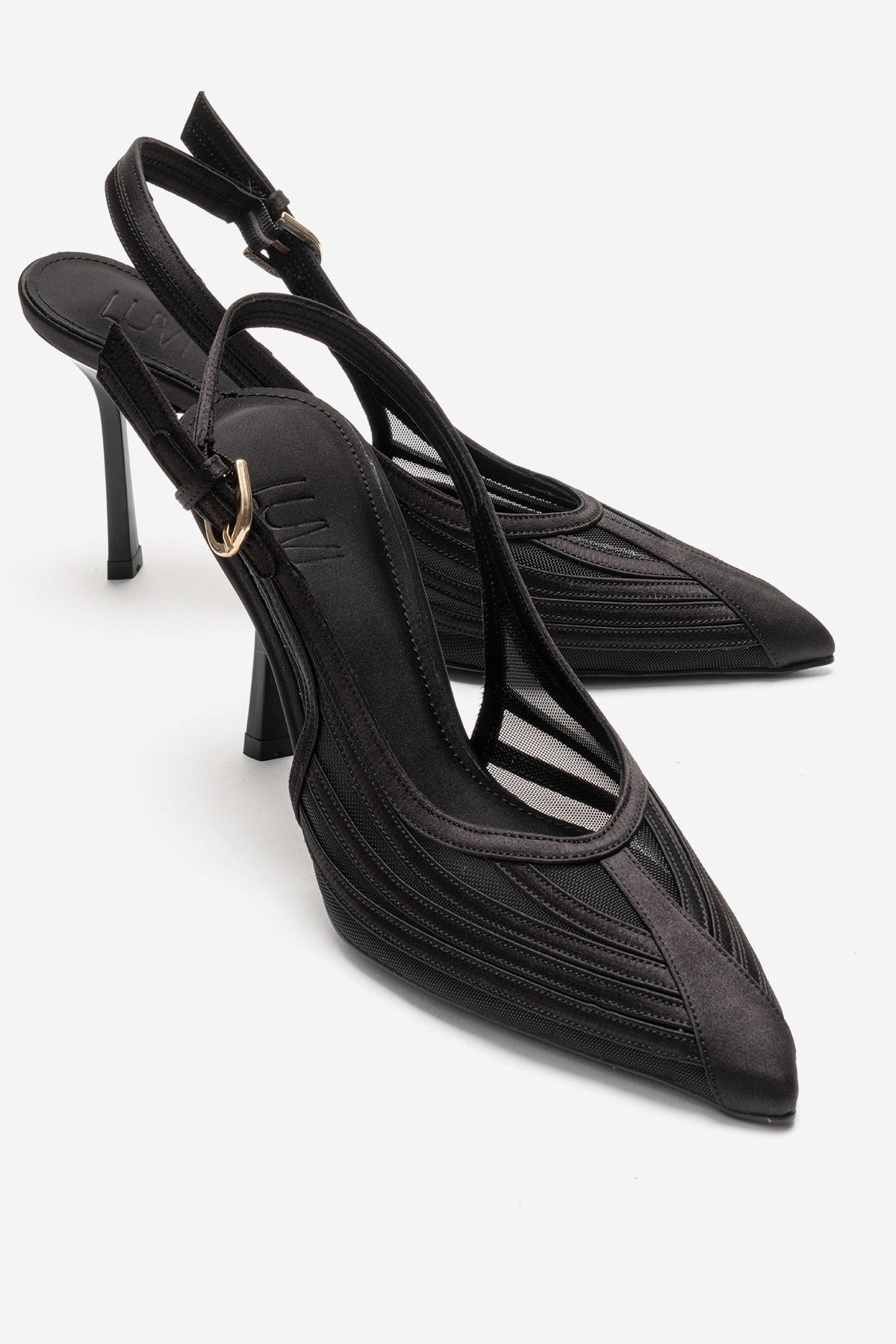 FAUNA - Black Satin Stiletto Pump (Women)