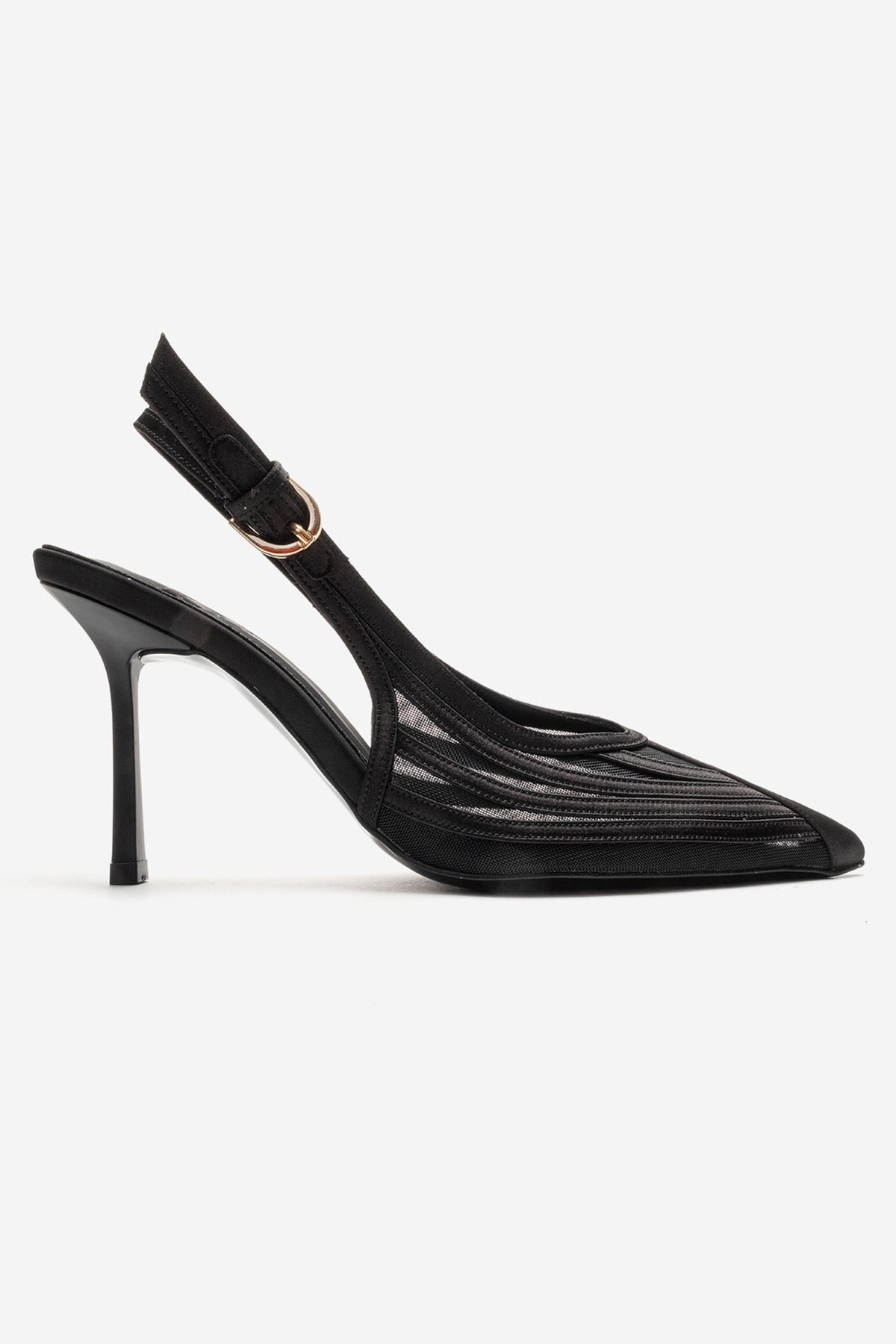 FAUNA - Black Satin Stiletto Pump (Women)