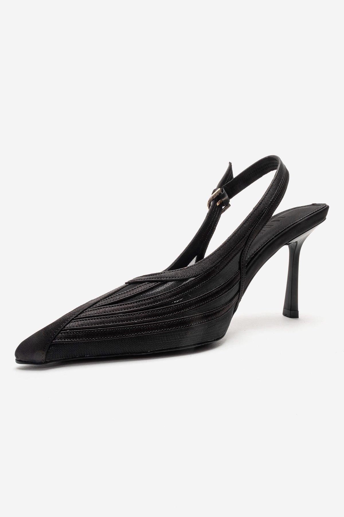 FAUNA - Black Satin Stiletto Pump (Women)