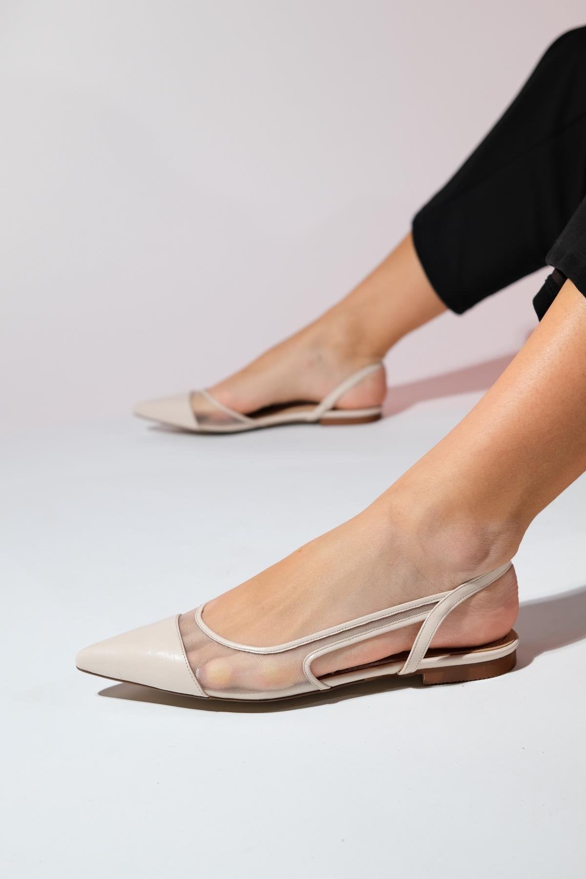 Stephen - Beige Pointed Toe Flat Sandal (Women)