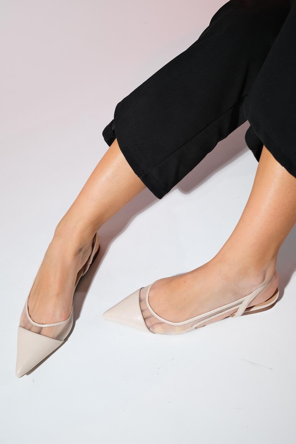 Stephen - Beige Pointed Toe Flat Sandal (Women)