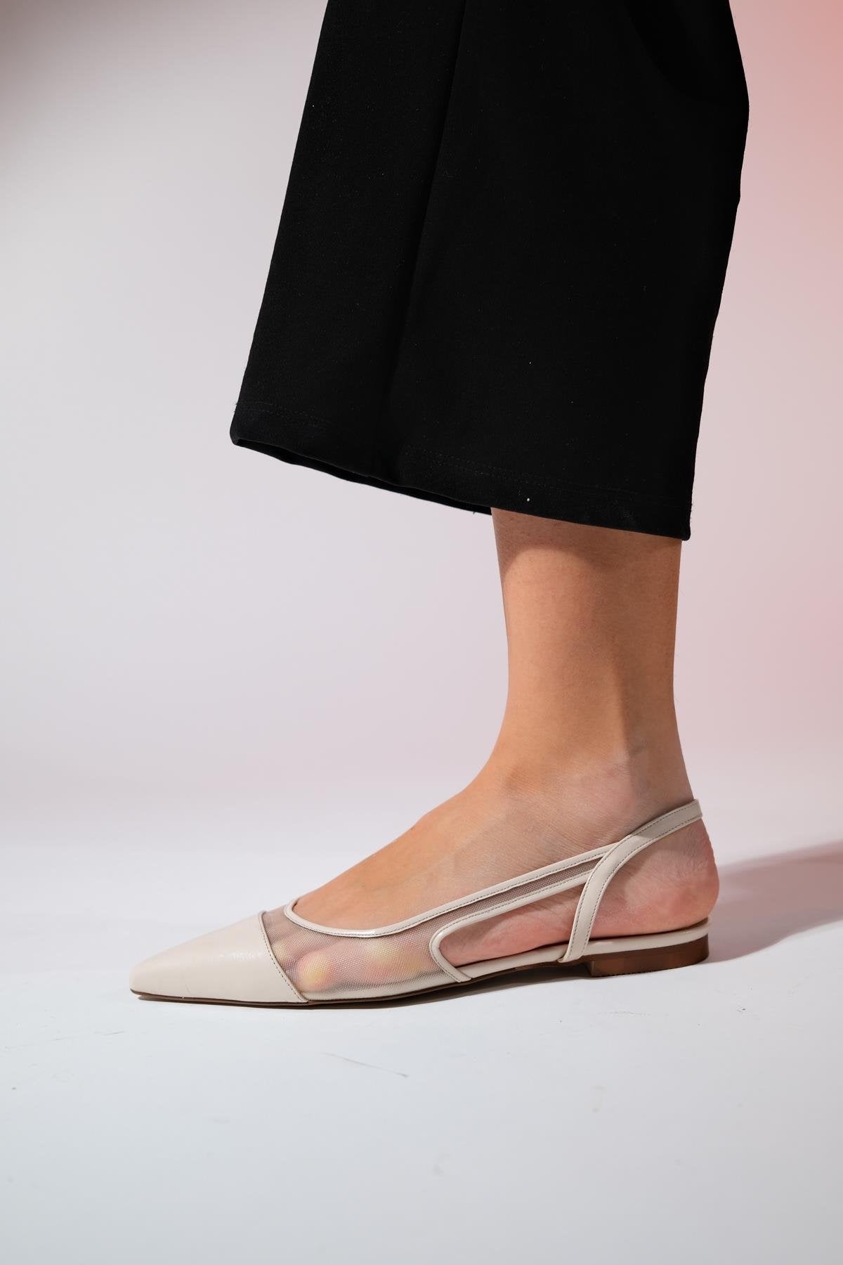 Stephen - Beige Pointed Toe Flat Sandal (Women)