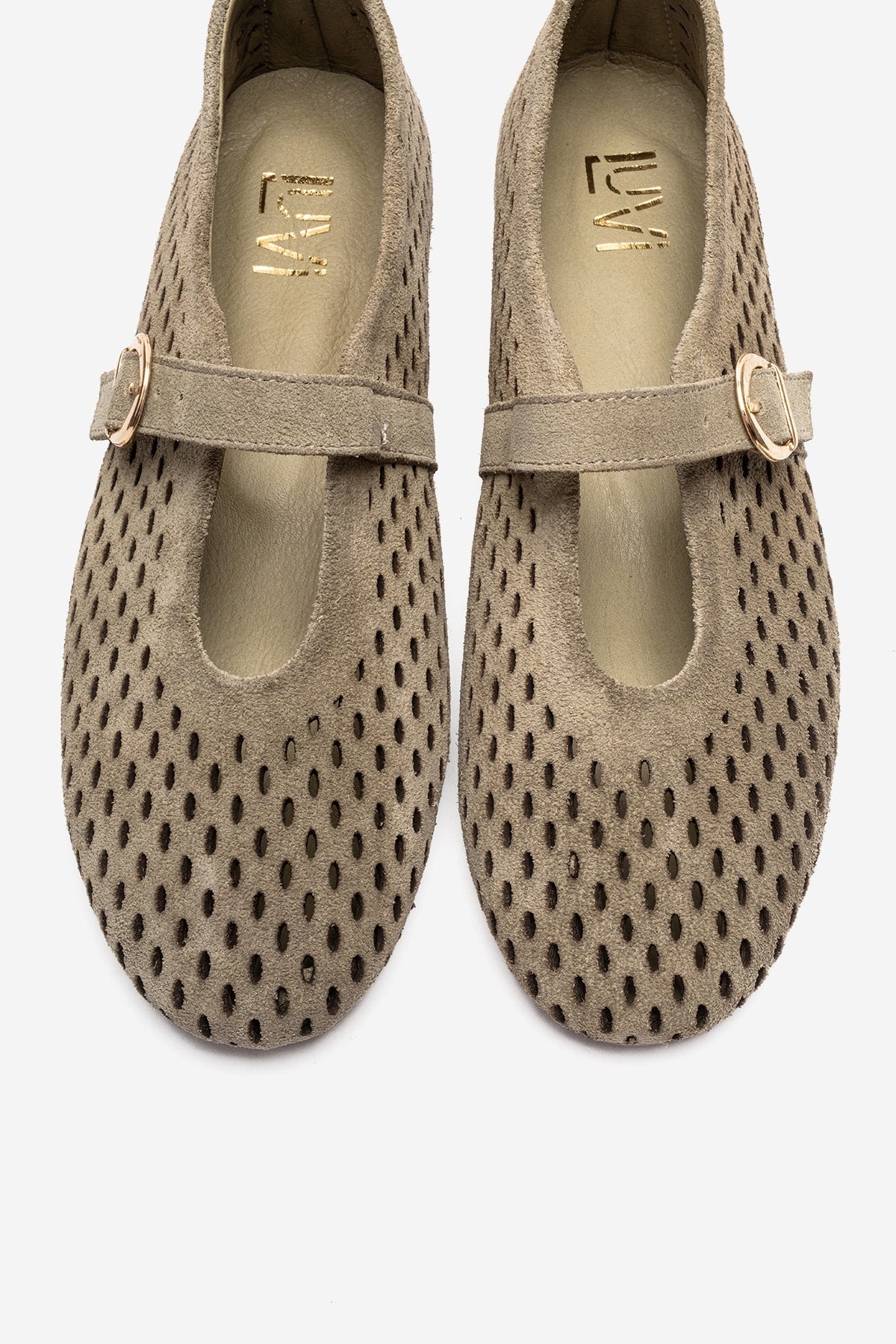 ARIAN - Green Suede Genuine Leather Ballet Flat (Women)