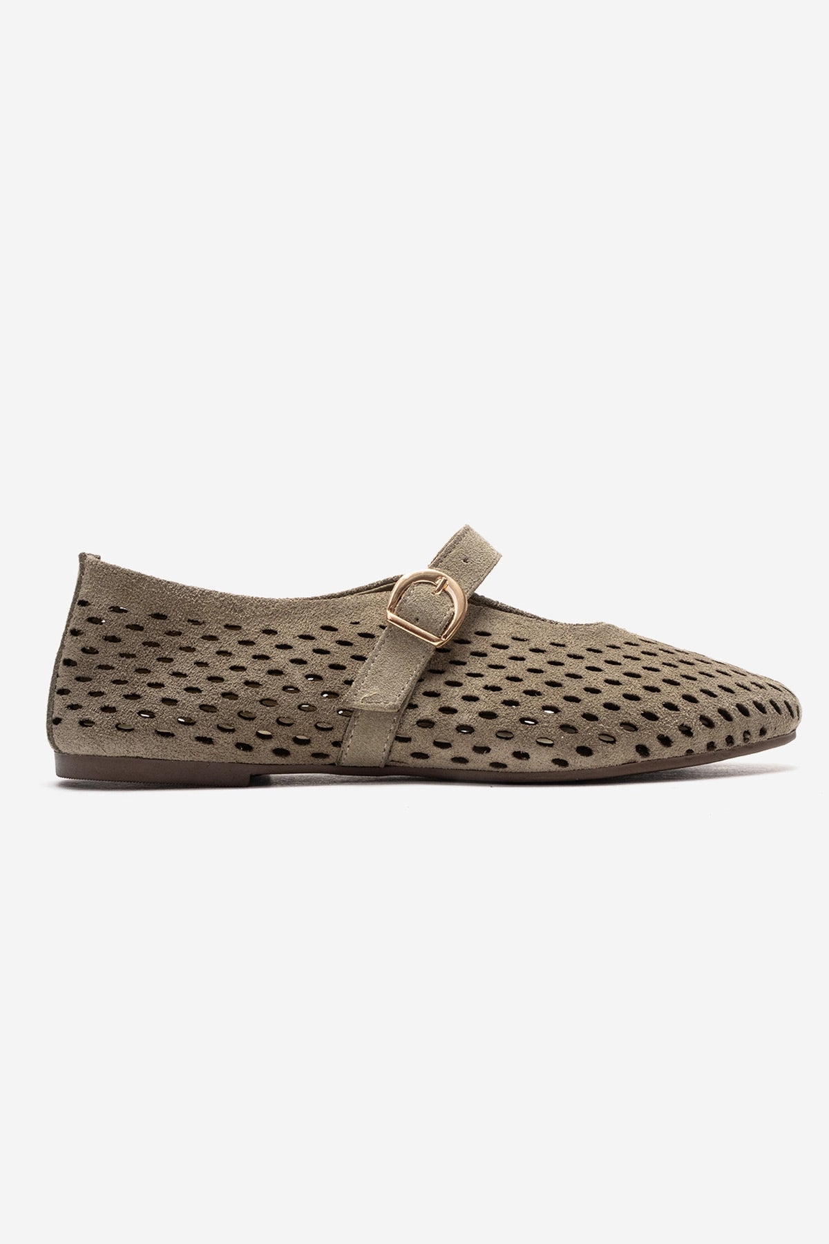 ARIAN - Green Suede Genuine Leather Ballet Flat (Women)
