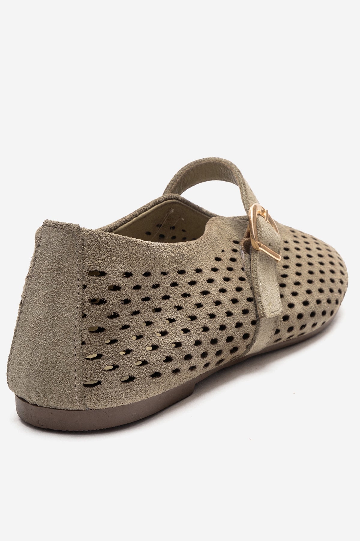 ARIAN - Green Suede Genuine Leather Ballet Flat (Women)