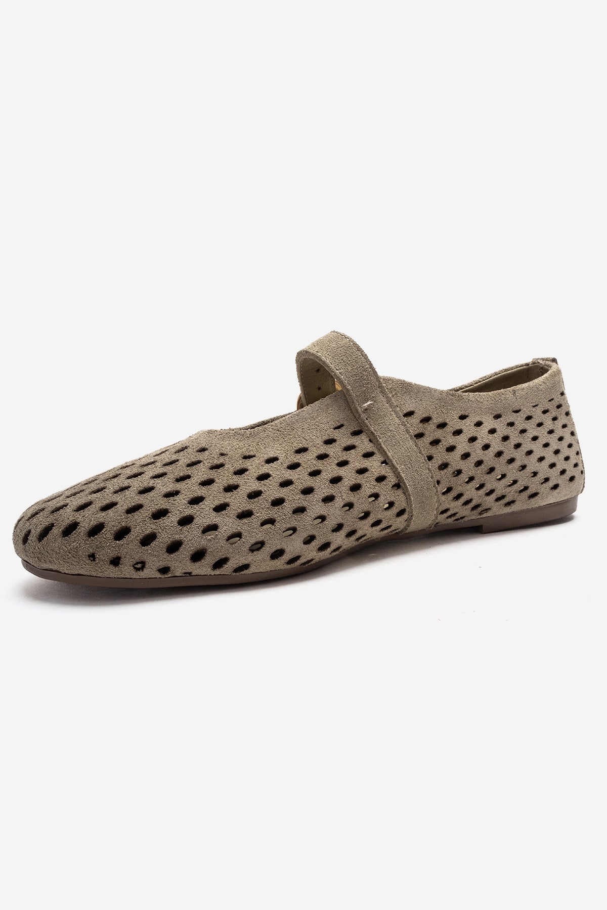 ARIAN - Green Suede Genuine Leather Ballet Flat (Women)