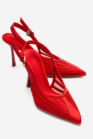 FAUNA - Red Satin Stiletto Pump (Women)