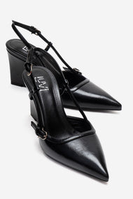 CELIA - Black Block Heel Pointed Toe Shoe (Women)
