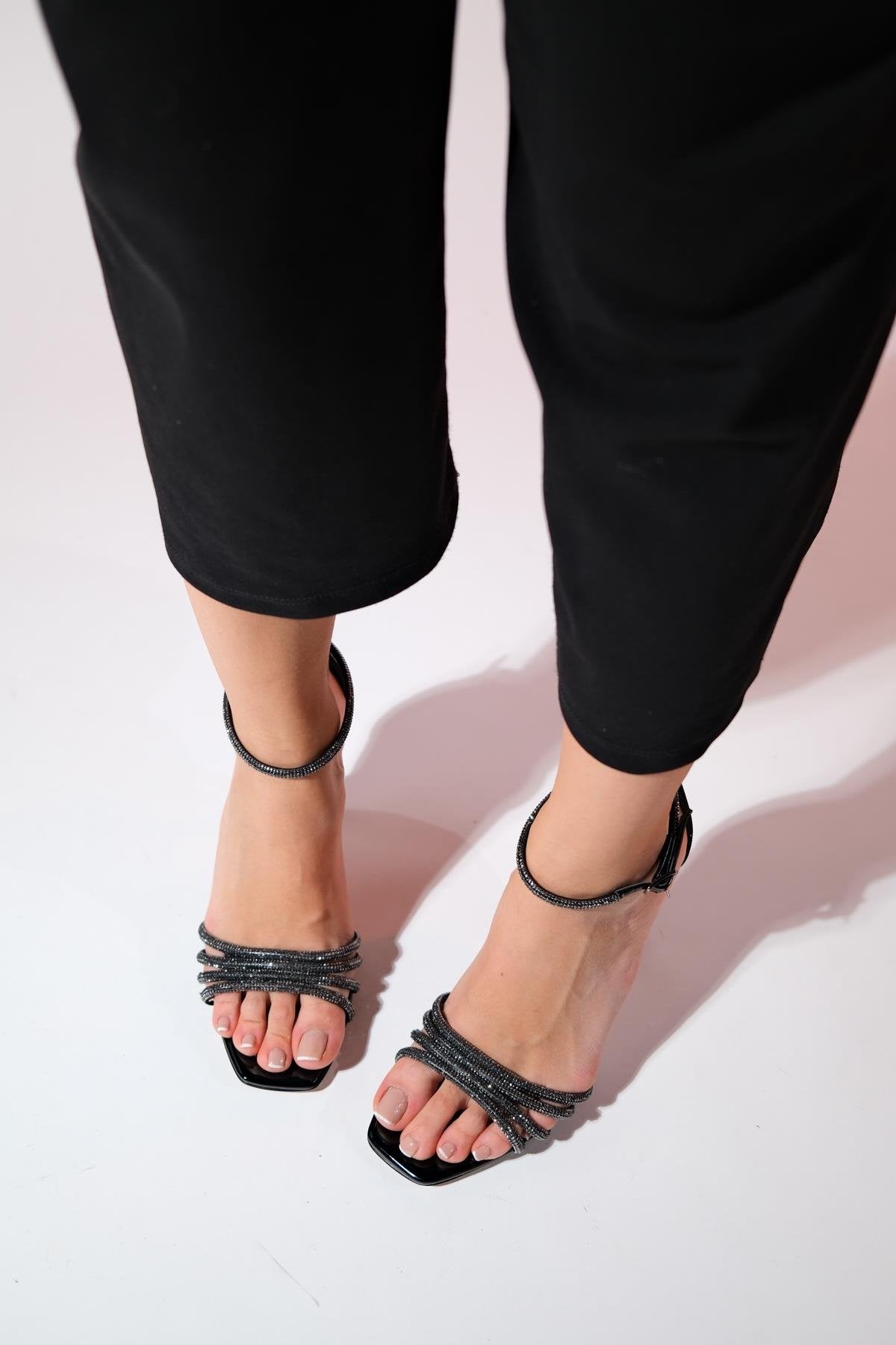 Monica - Black Patent Stiletto Heel Evening Shoe (Women)