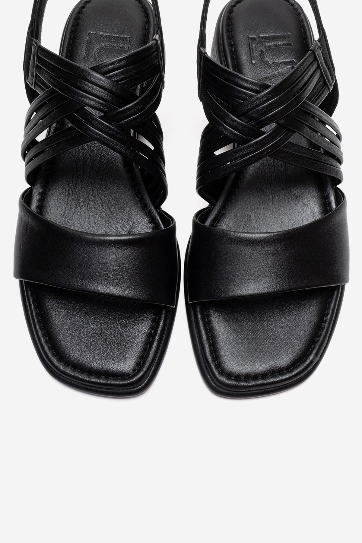 LIVELLO - Black Genuine Leather Multi-Strap Sandal (Women)