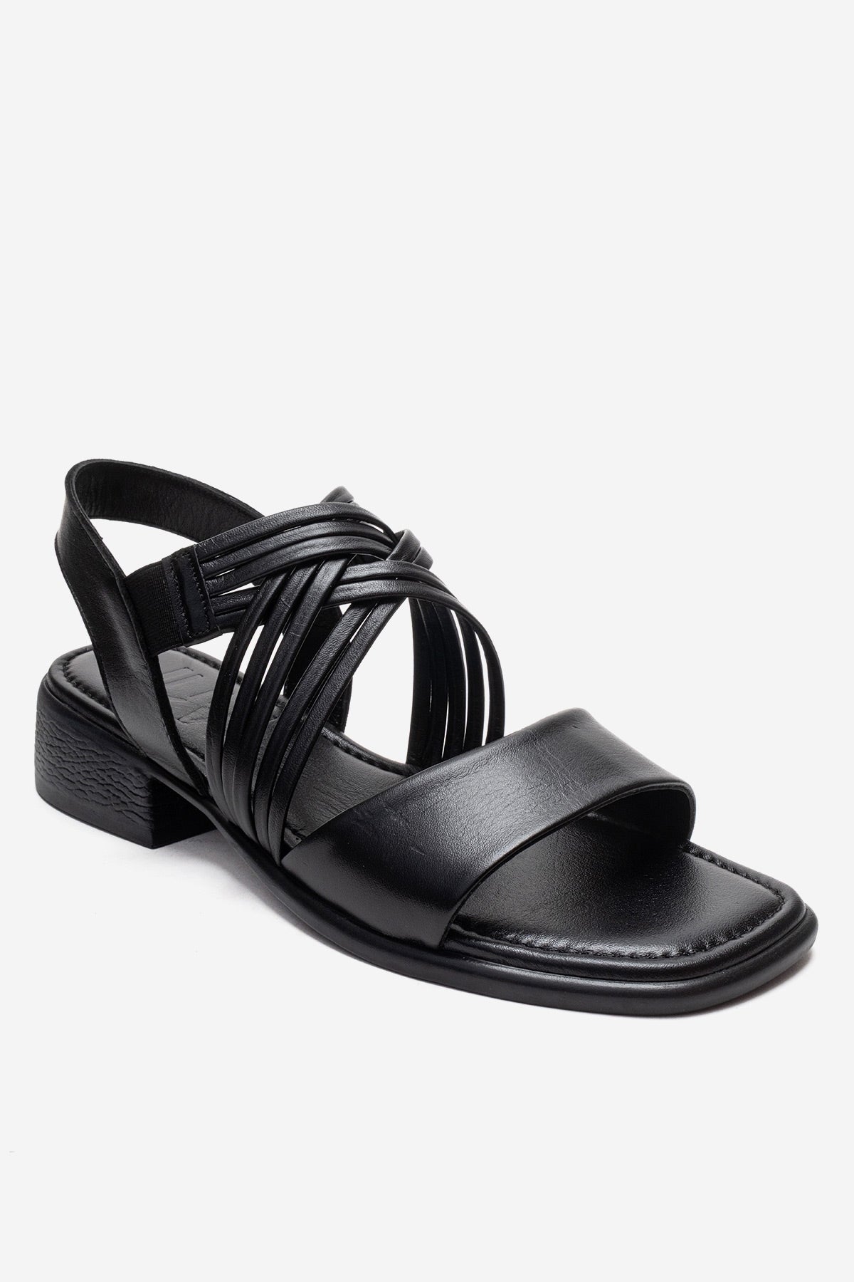 LIVELLO - Black Genuine Leather Multi-Strap Sandal (Women)
