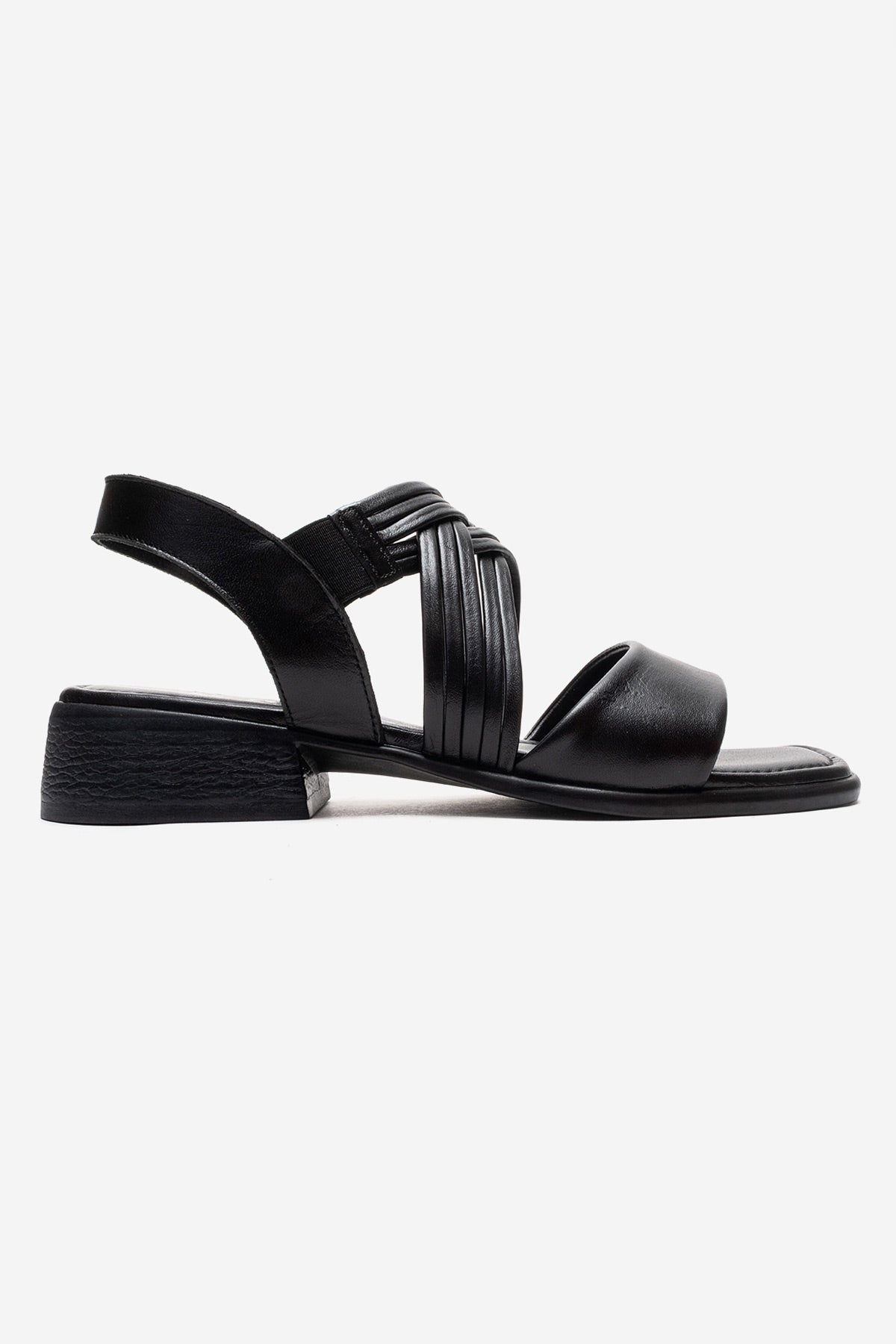 LIVELLO - Black Genuine Leather Multi-Strap Sandal (Women)