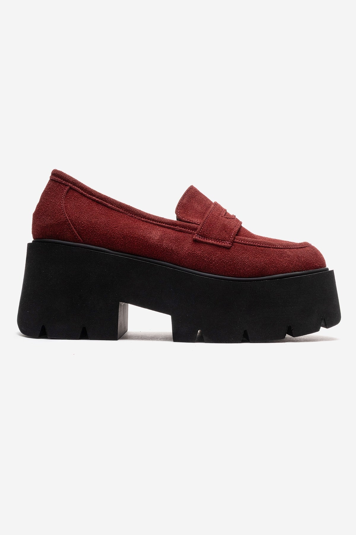 SANTIA - Burgundy Genuine Leather Chunky Platform Loafer (Women)