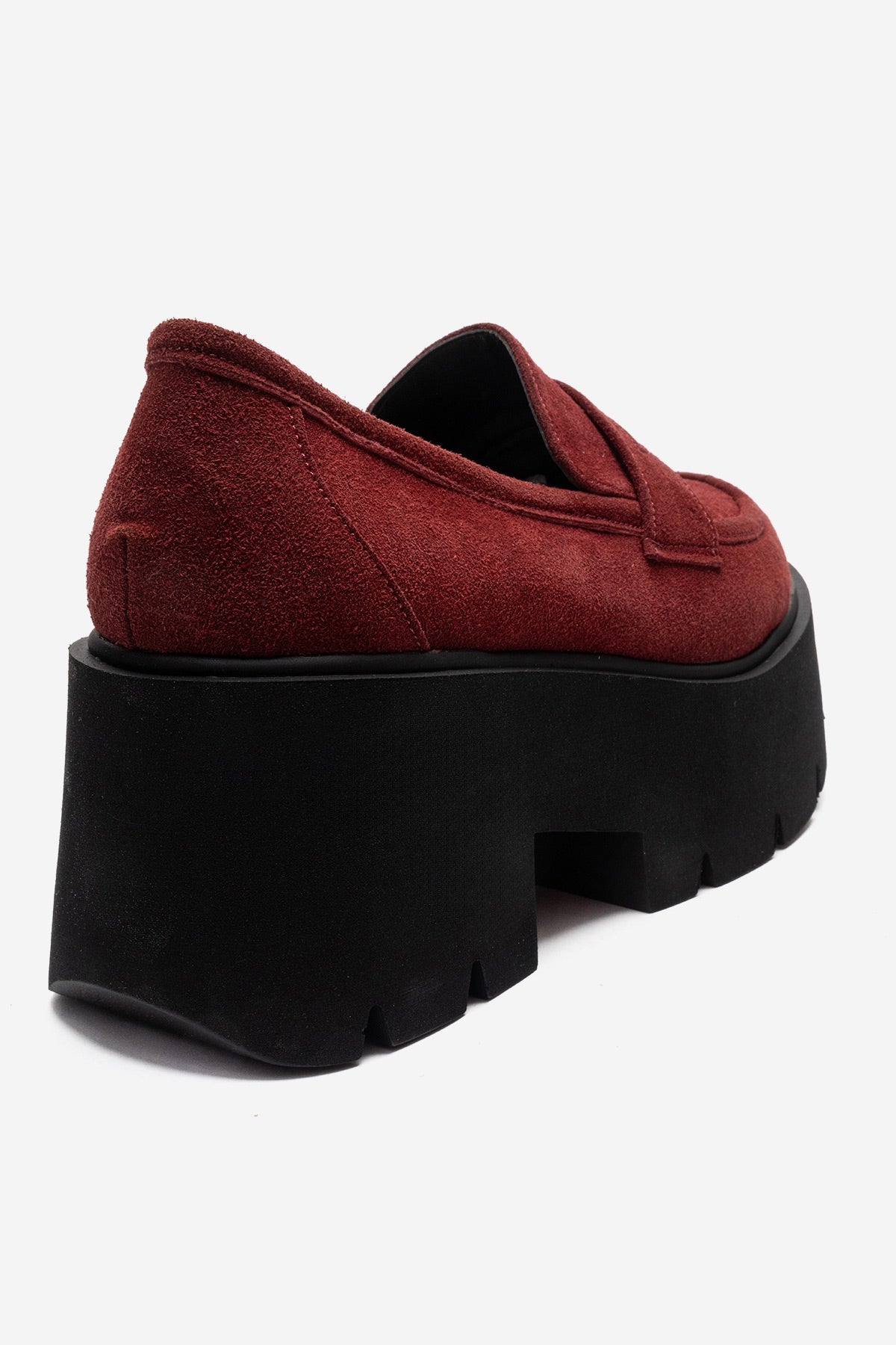 SANTIA - Burgundy Genuine Leather Chunky Platform Loafer (Women)