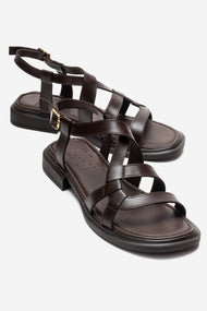 Laveda - Brown Genuine Leather Sandal (Women)