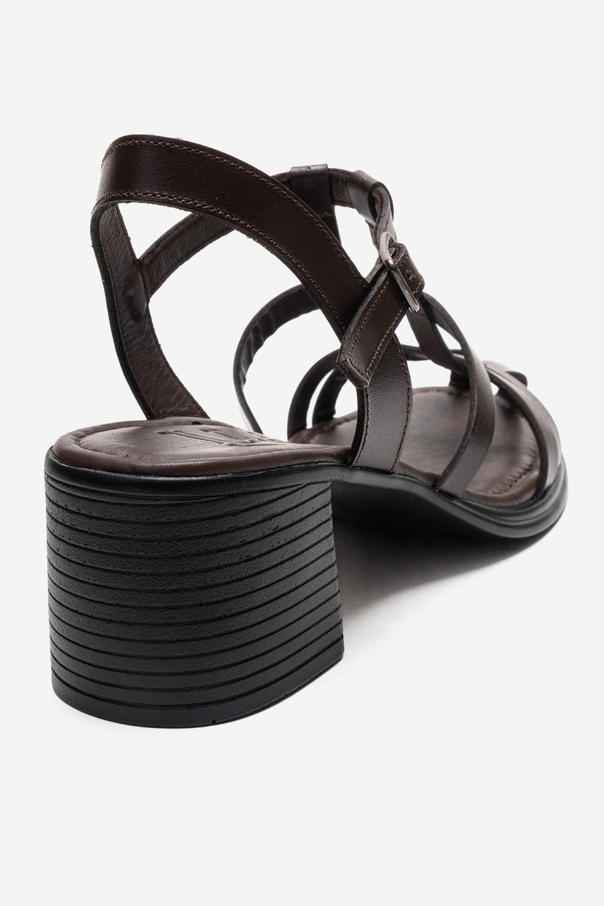 Cielos - Brown Genuine Leather Block Heel Sandal (Women)