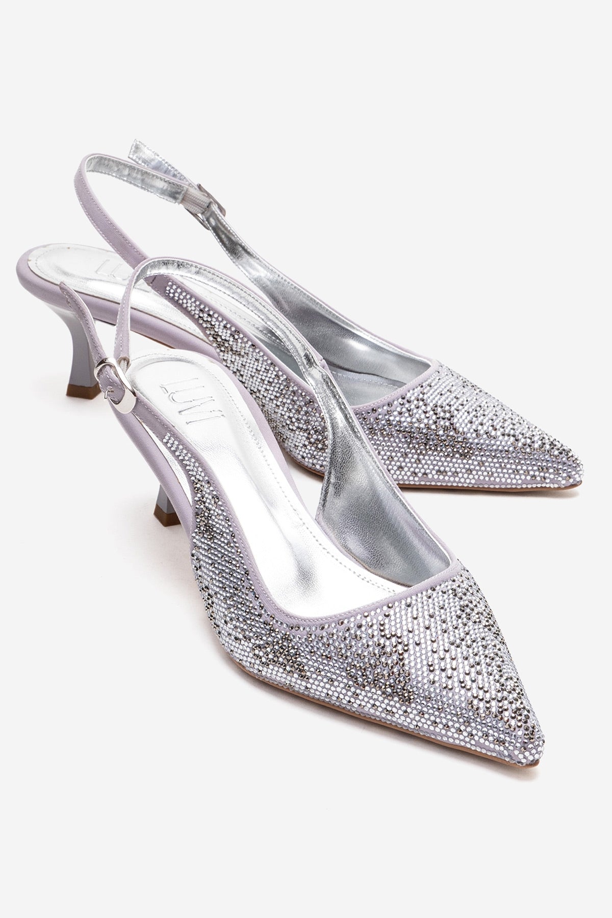 NELLA - Silver Jeweled Slingback Stiletto Pump (Women)